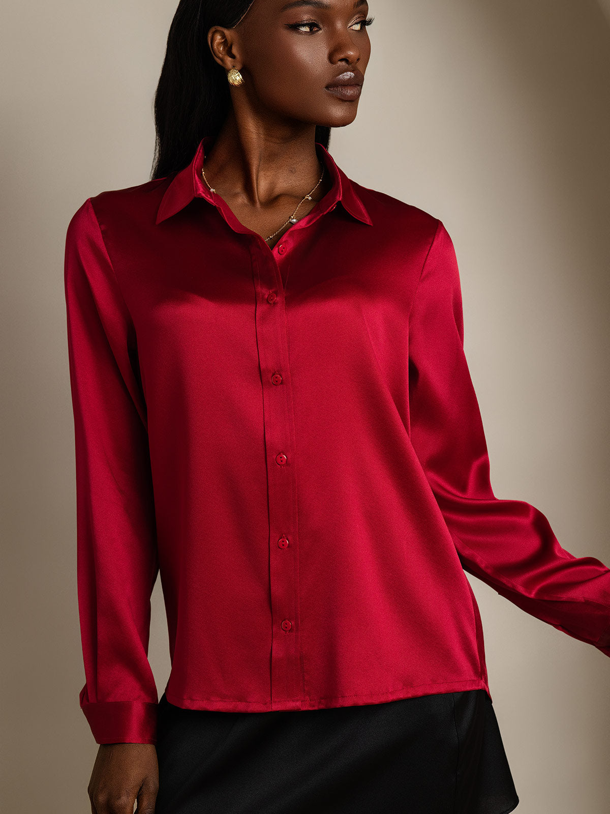 SilkSilky-NO 19Momme Womens Shirt Vin 004