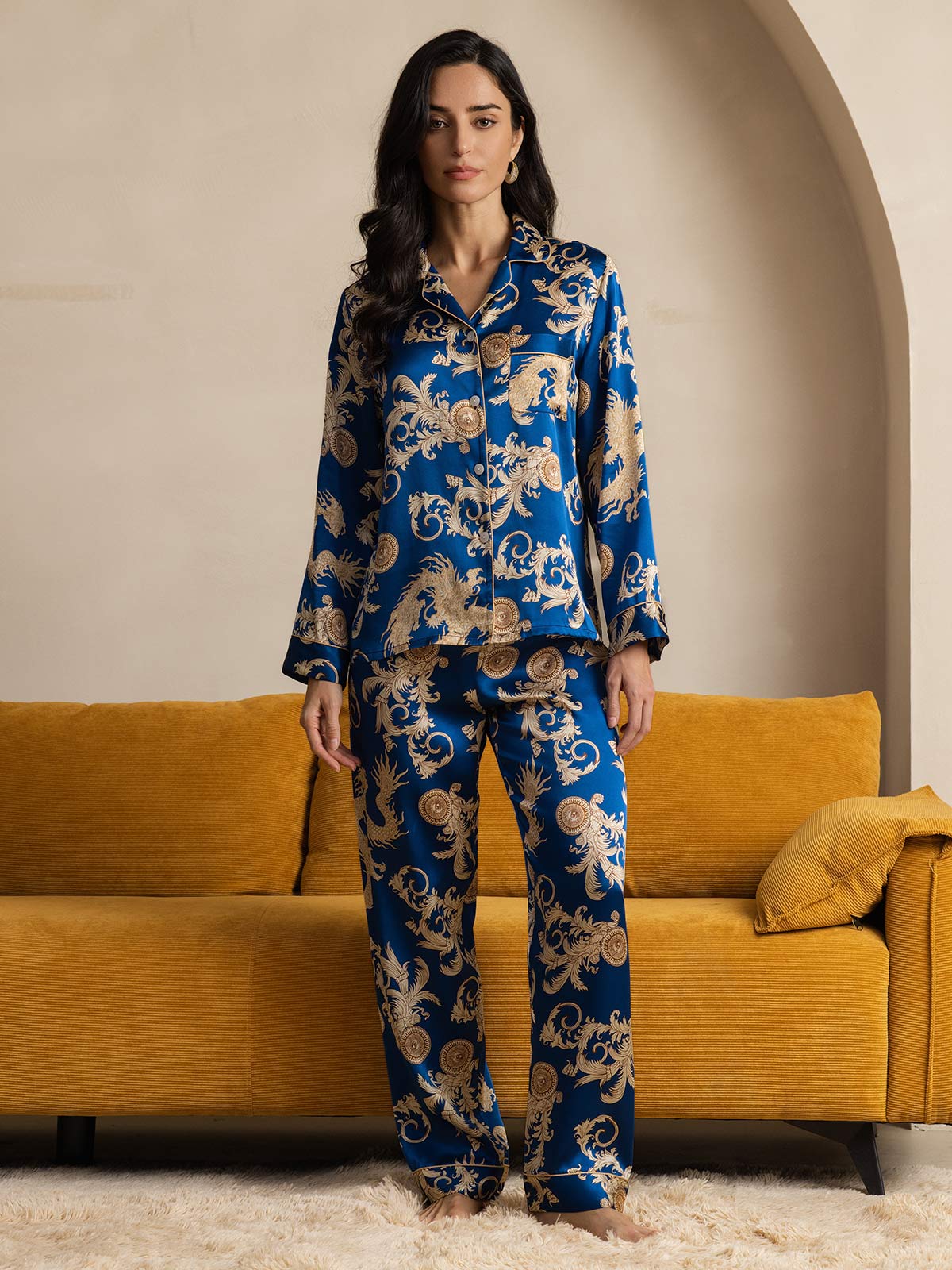 [Navy Drage] SilkSilky-NO Womens Pajamas 007