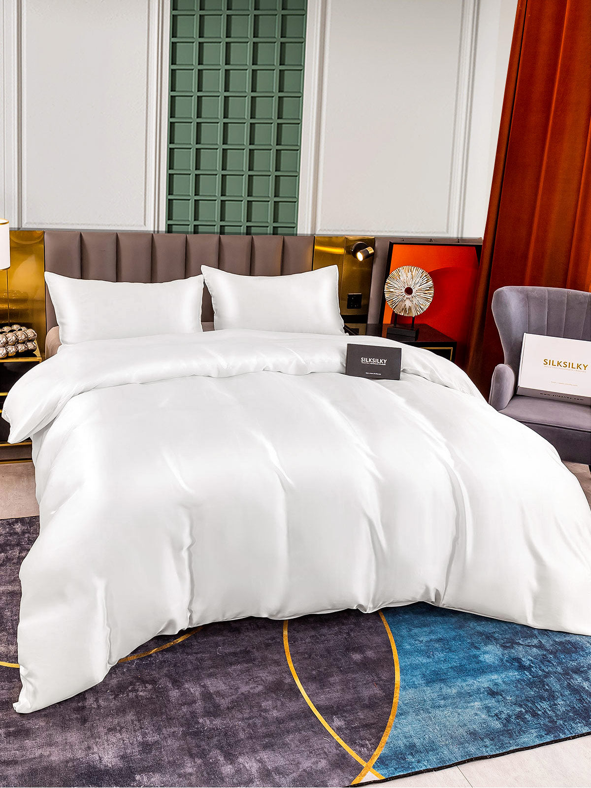 [Hvit] SilkSilky-NO 25Momme Bedding Set 003