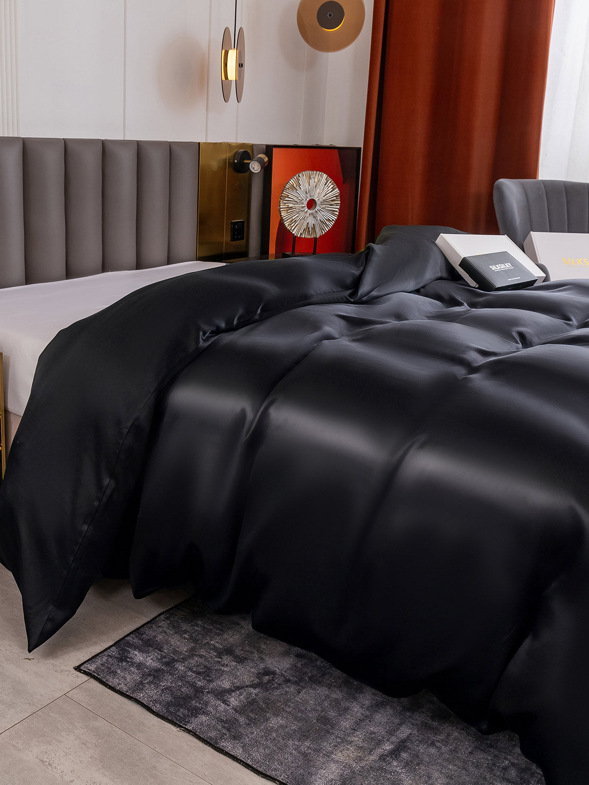 [Svart] SilkSilky-NO 19Momme Duvet Cover 002