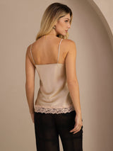 [Champagne] SilkSilky-NO V Neck Camisole Topp 002