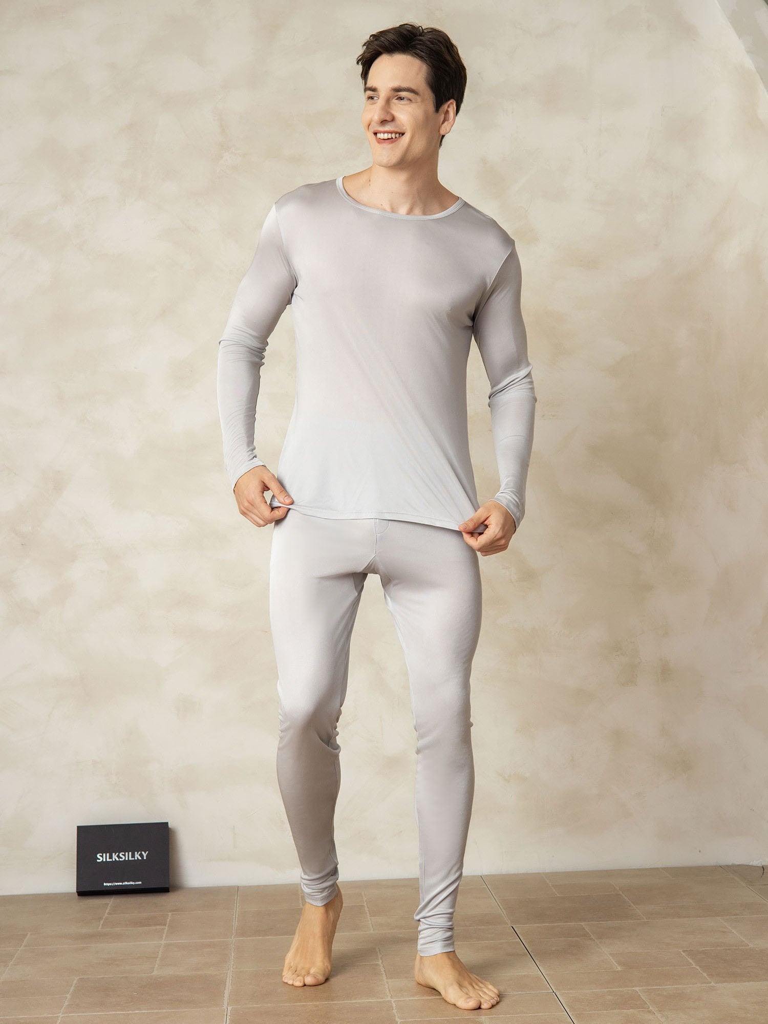 [Sølv] SilkSilky-NO Silke Mens Pajamas 003