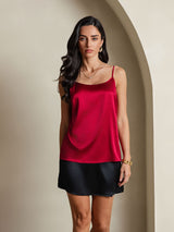 [Vin] SilkSilky-NO 19Momme Spaghetti Stropp Dyp Rund Halsutringning Camisole Topp 003
