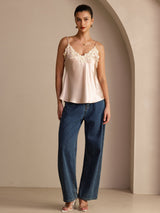 [Rosa] SilkSilky-NO Spaghetti Strap V Neck Camisole Topp 006