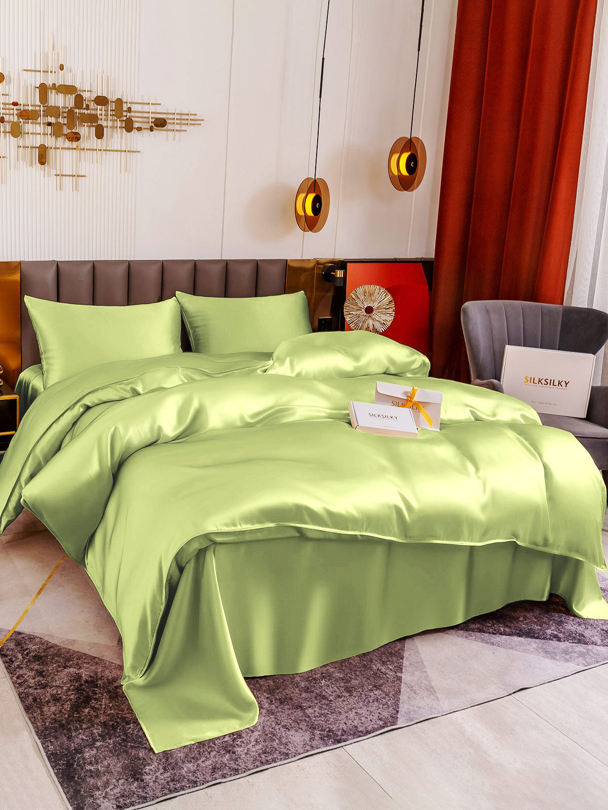 [Mintgrønn] SilkSilky-NO 19Momme Bedding Set 003