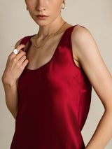 [Vin] SilkSilky-NO 19Momme Ermeløs Dyp Rund Halsutringning Camisole Topp 008