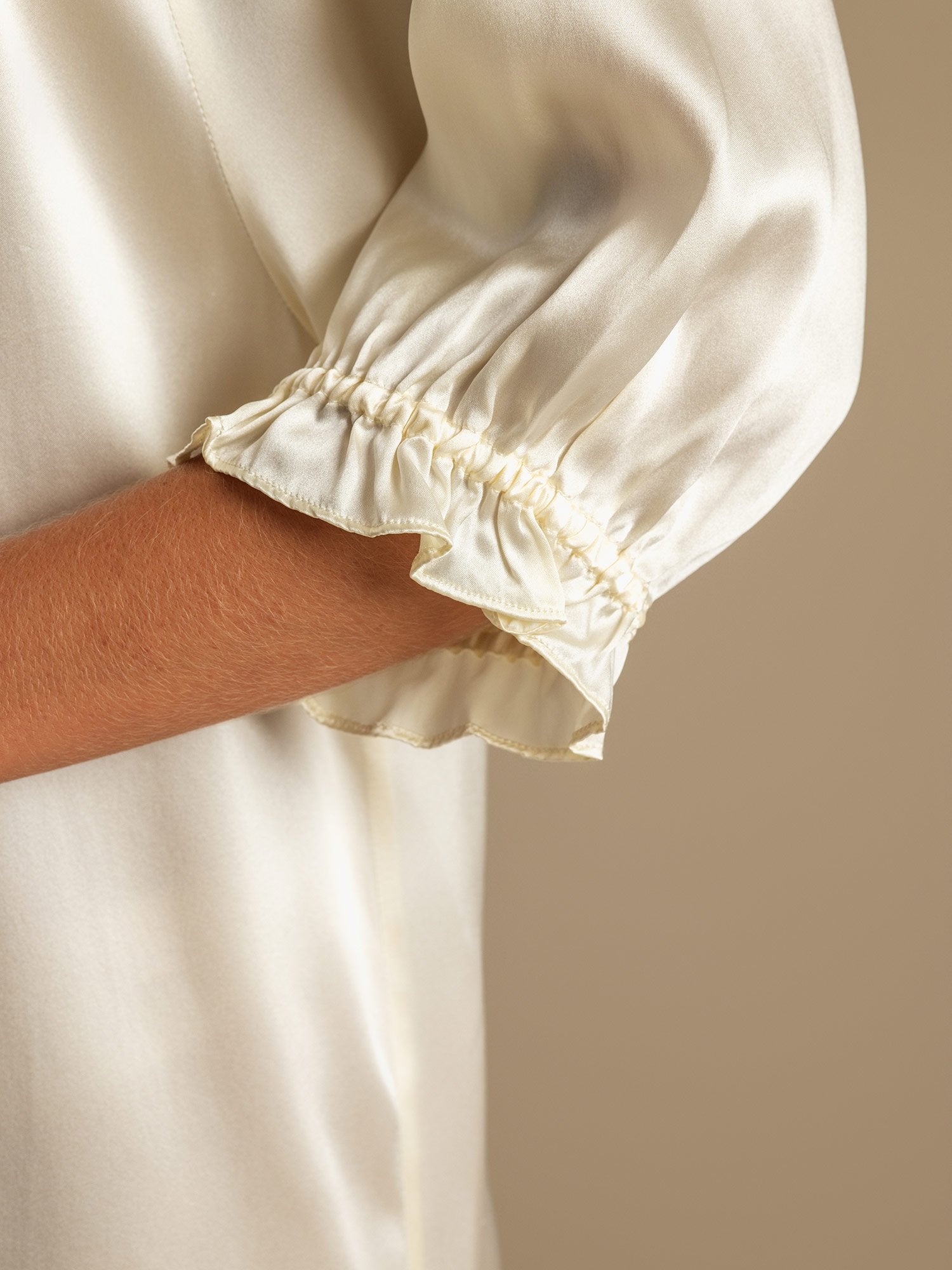 [Hvit] SilkSilky-NO Silke Nightgown 005