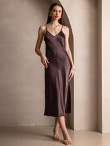 [Kaffe] SilkSilky-NO Spaghetti Strap V Neck Kjole 003