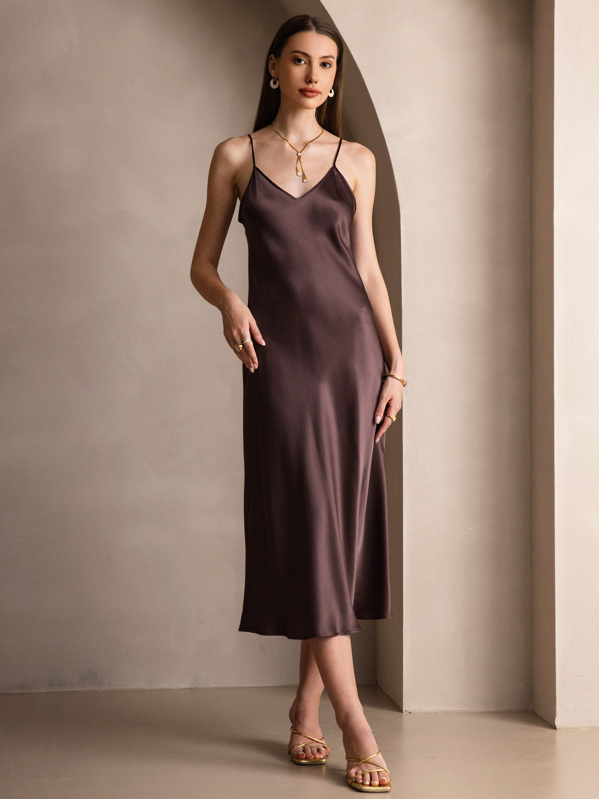 [Kaffe] SilkSilky-NO Pure Silk Sleeveless Round Neck Kjole 003