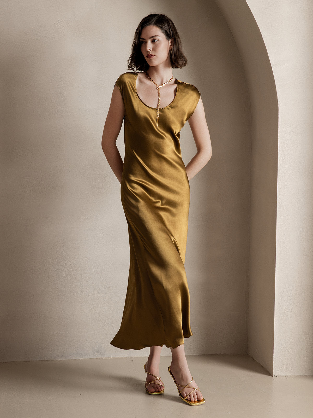 [Brun] SilkSilky-NO 19Momme Silke Dress 001
