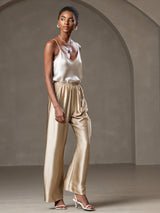 [Beige] SilkSilky-NO Spaghetti Strap V Neck Camisole Topp 006