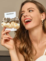 [Beige+Champagne] SilkSilky-NO 19Momme Scrunchie 005