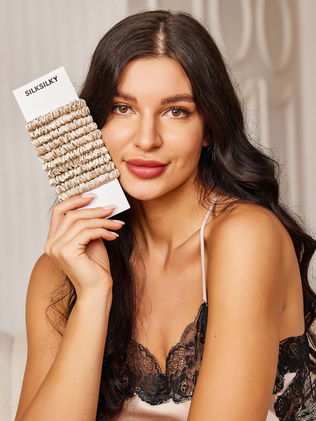 [Beige] SilkSilky-NO 19Momme Scrunchie 002