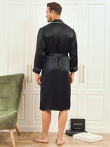 [Svart] SilkSilky-NO 19Momme Mens Robe 002