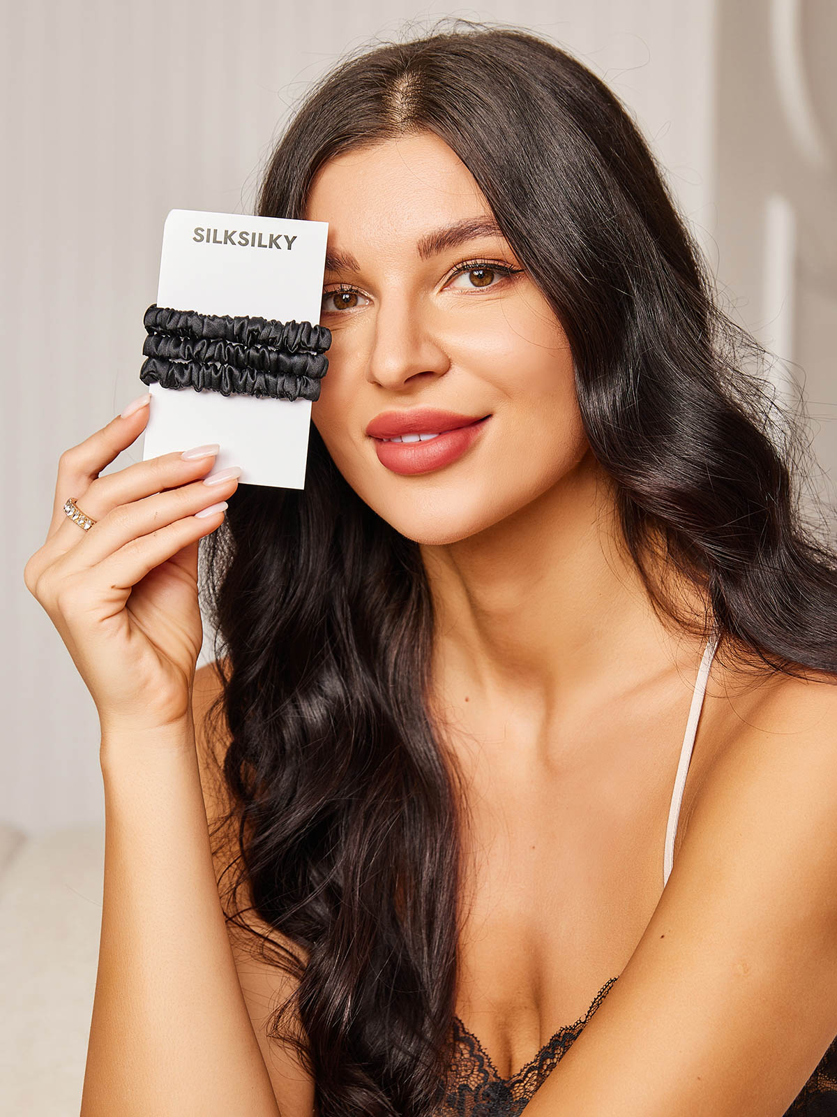 [Svart] SilkSilky-NO 19Momme Scrunchie 001