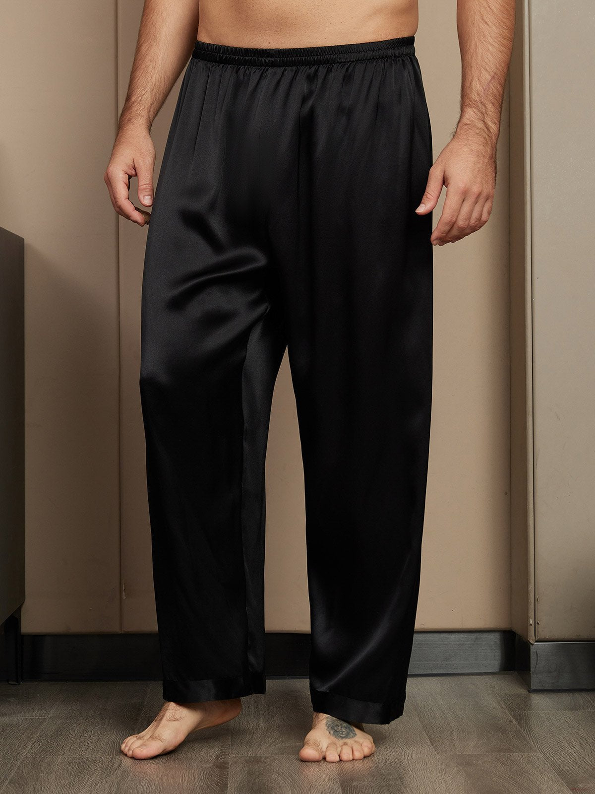 [Svart] SilkSilky-NO Men's Sleep Shorts 001