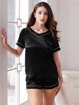 [Svart] SilkSilky-NO Womens Pajamas 003