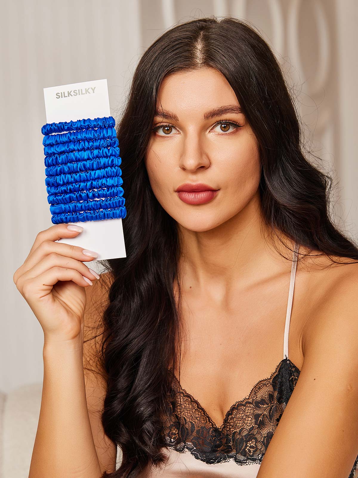 [Blå] SilkSilky-NO 19Momme Scrunchie 002
