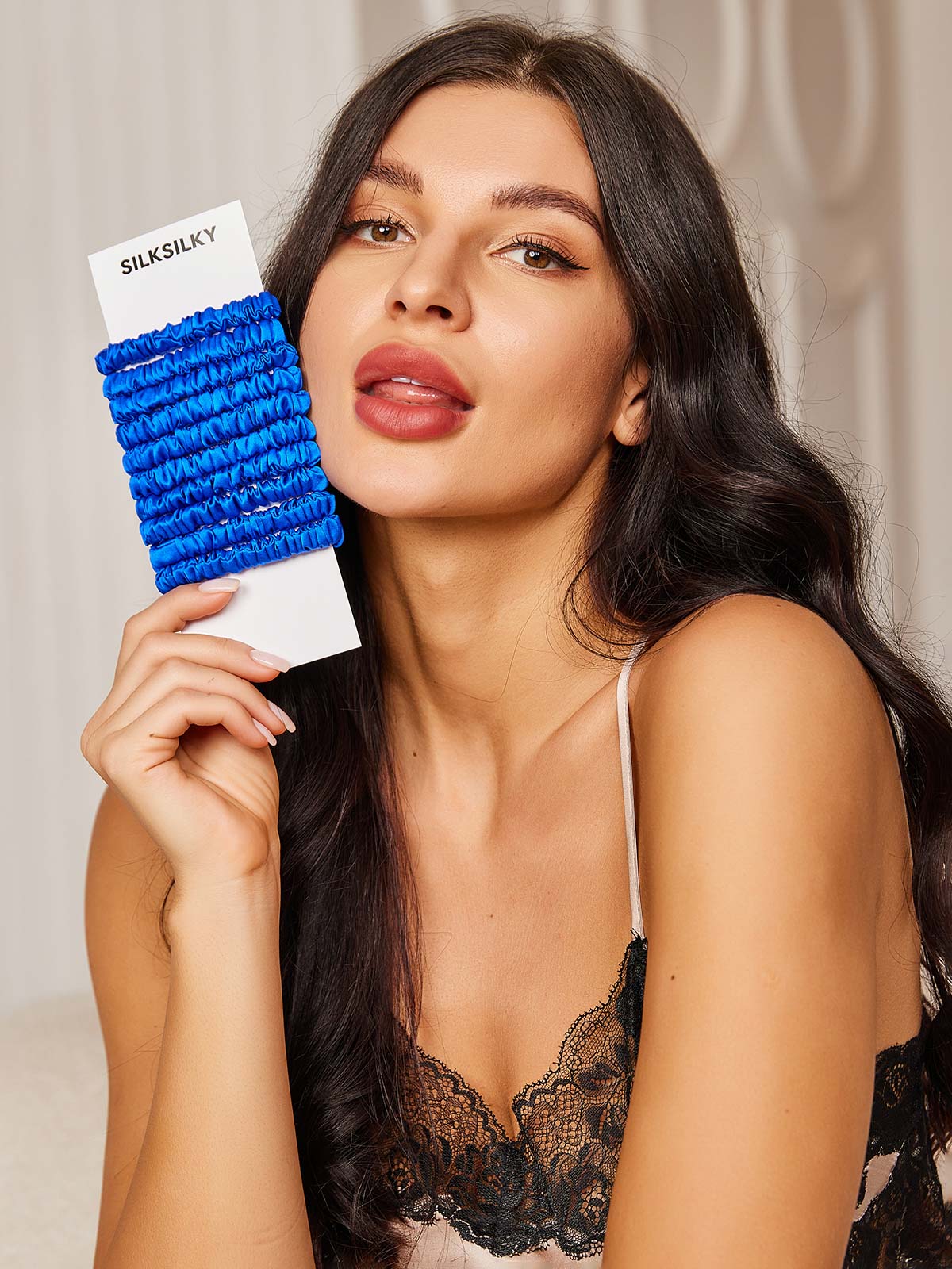 [Blå] SilkSilky-NO 19Momme Scrunchie 003