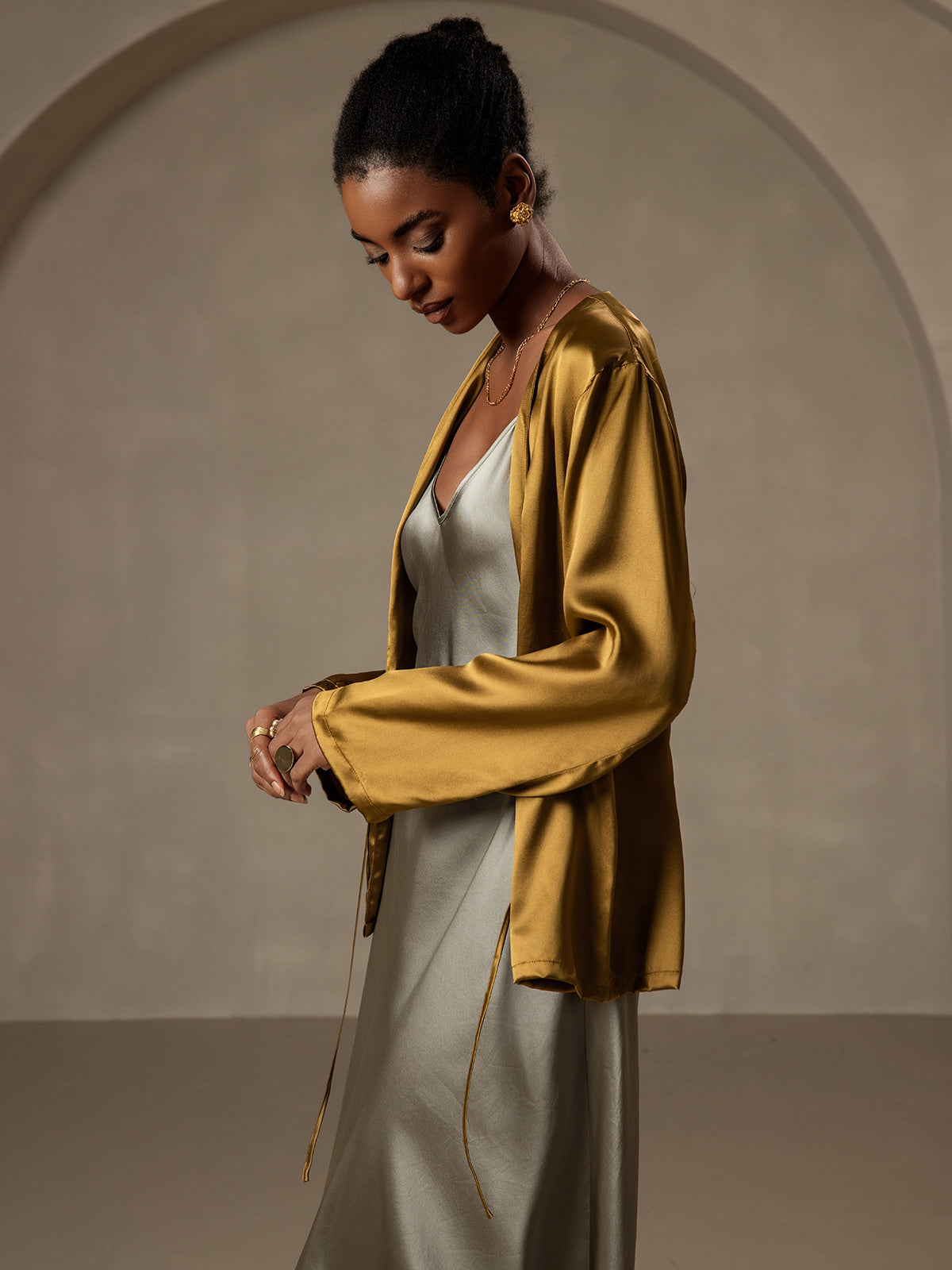 [Brun] SilkSilky-NO 19Momme Silke Womens Outerwear 001