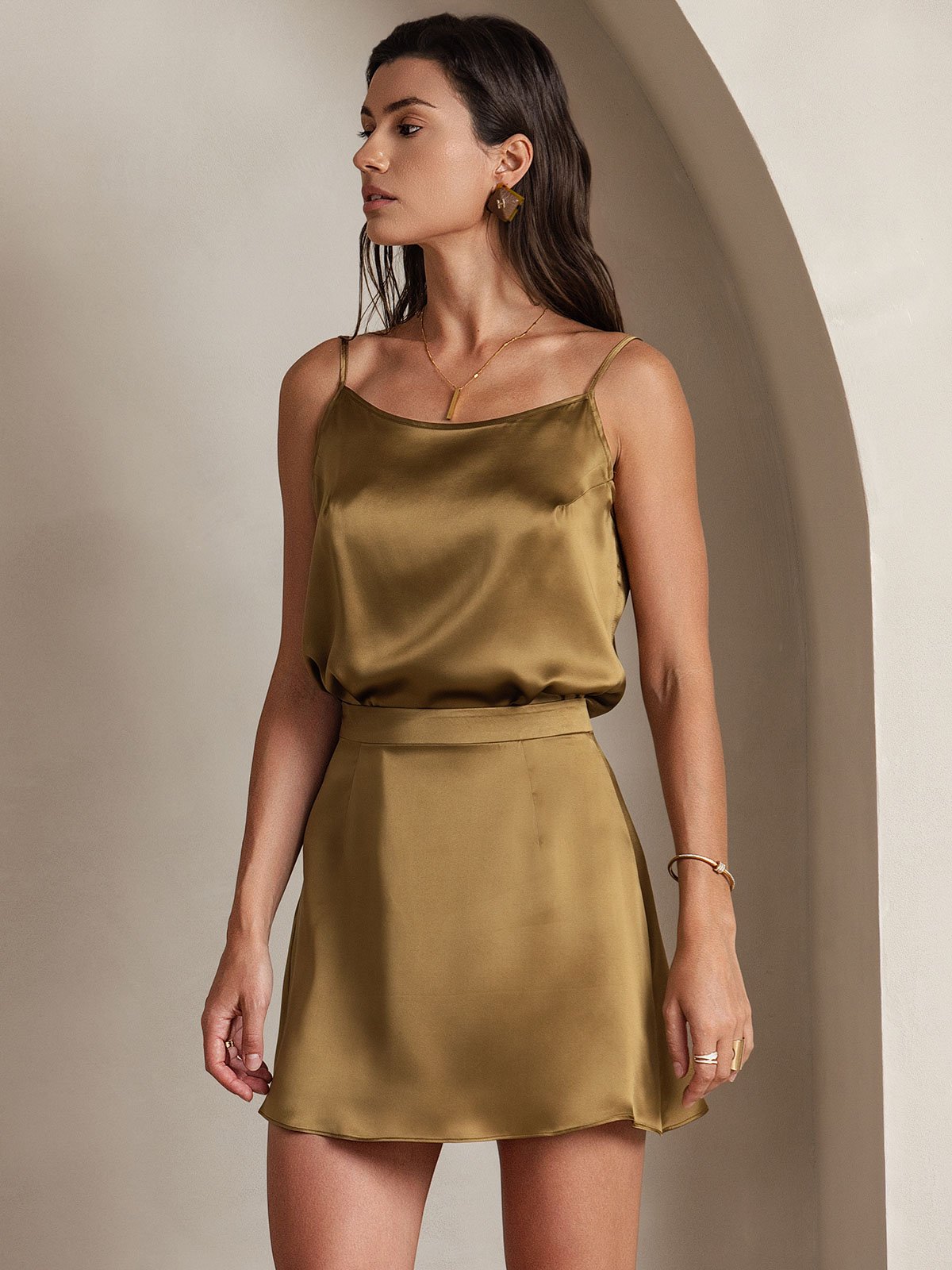 [Brun] SilkSilky-NO 19Momme Silke Skirt 003