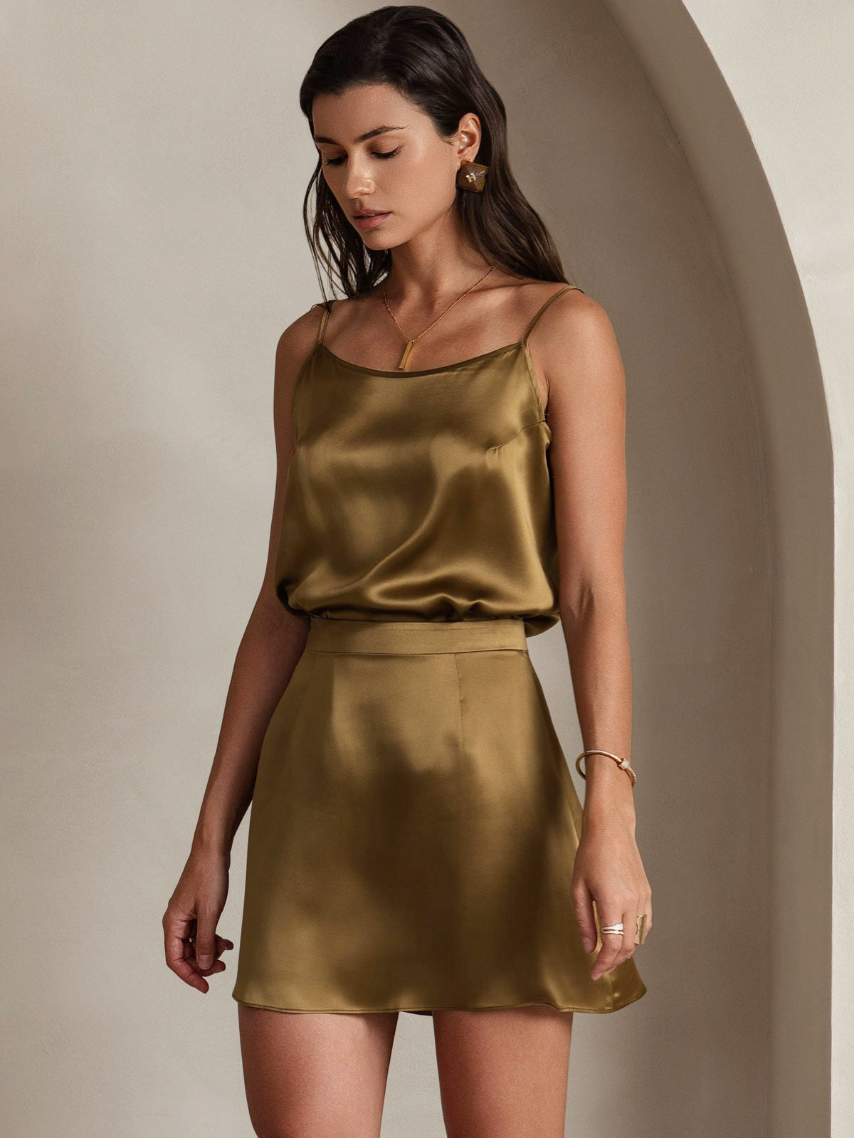 [Brun] SilkSilky-NO 19Momme Silke Skirt 004