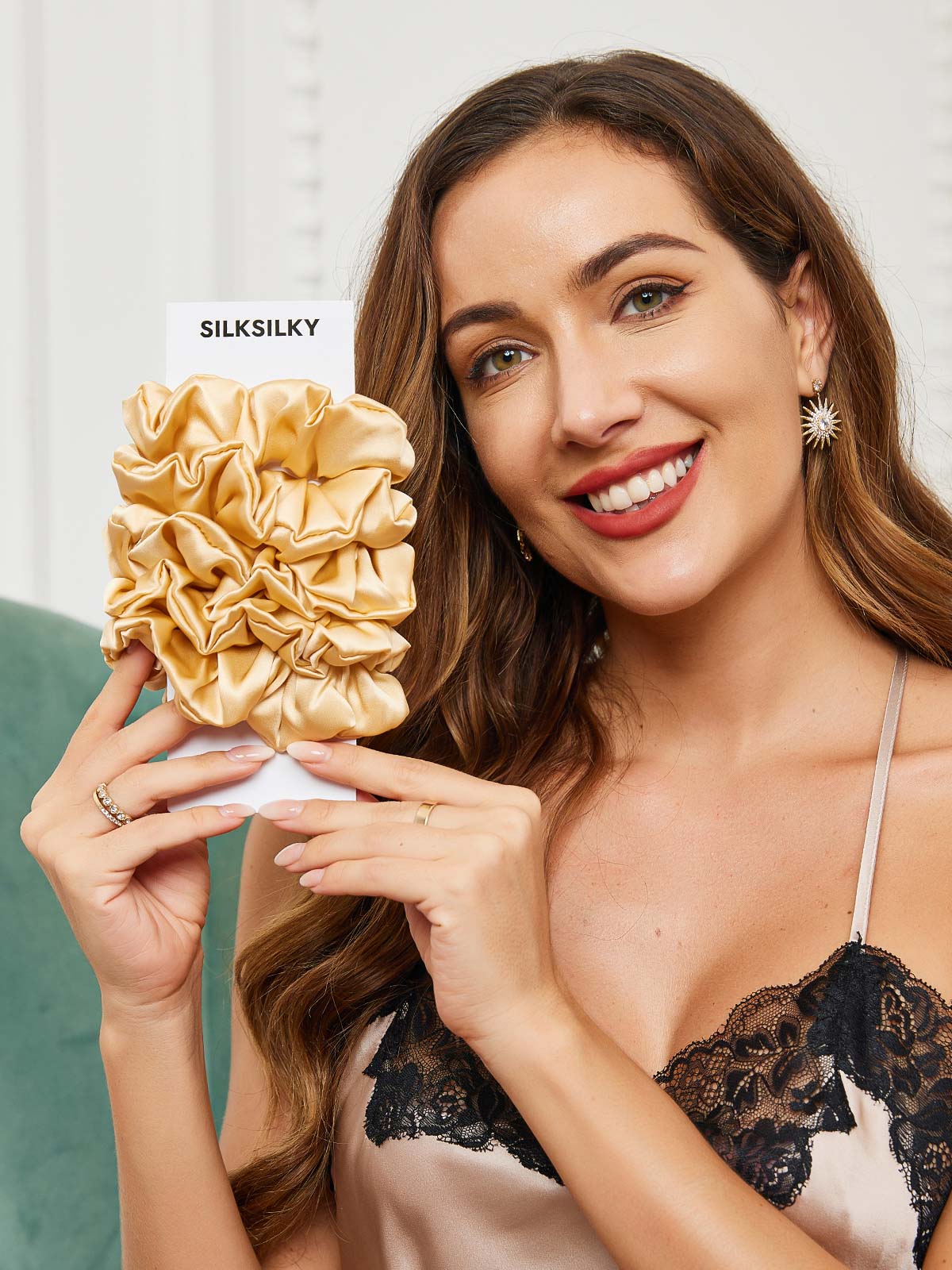 [Champagne] SilkSilky-NO 19Momme Scrunchie 002