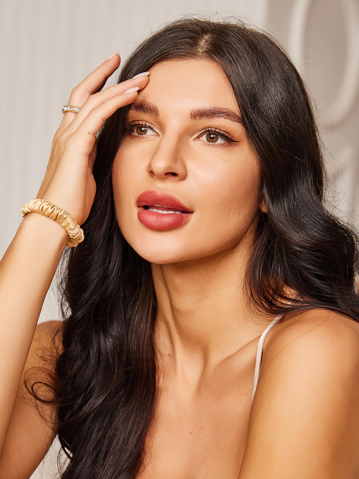 [Champagne] SilkSilky-NO 19Momme Scrunchie 002