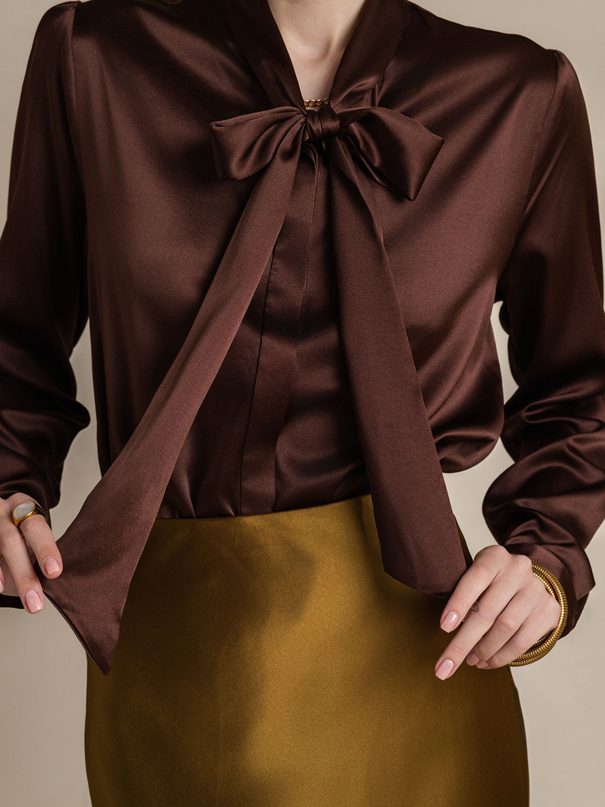 [Kaffe] SilkSilky-NO 19Momme Silke Blouse 008