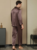 [Kaffe] SilkSilky-NO Long Sleeve Lapel Collar Pyjamas for menn 003
