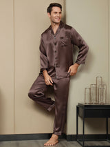 [Kaffe] SilkSilky-NO Long Sleeve Lapel Collar Pyjamas for menn 004