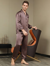 [Kaffe] SilkSilky-NO Long Sleeve Lapel Collar Pyjamas for menn 005