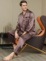 [Kaffe] SilkSilky-NO Long Sleeve Lapel Collar Pyjamas for menn 006