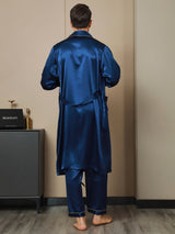 [Mørke blå] SilkSilky-NO 19Momme Mens Robe 002