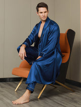 [Mørke blå] SilkSilky-NO 19Momme Mens Robe 004