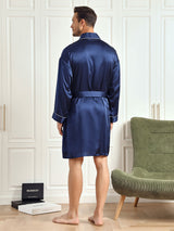[Mørke blå] SilkSilky-NO Long Sleeve Morgenkåpe for Menn 002