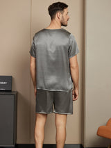 [Mørkegrå] SilkSilky-NO Short Sleeve Round Neck Pyjamas for menn 002
