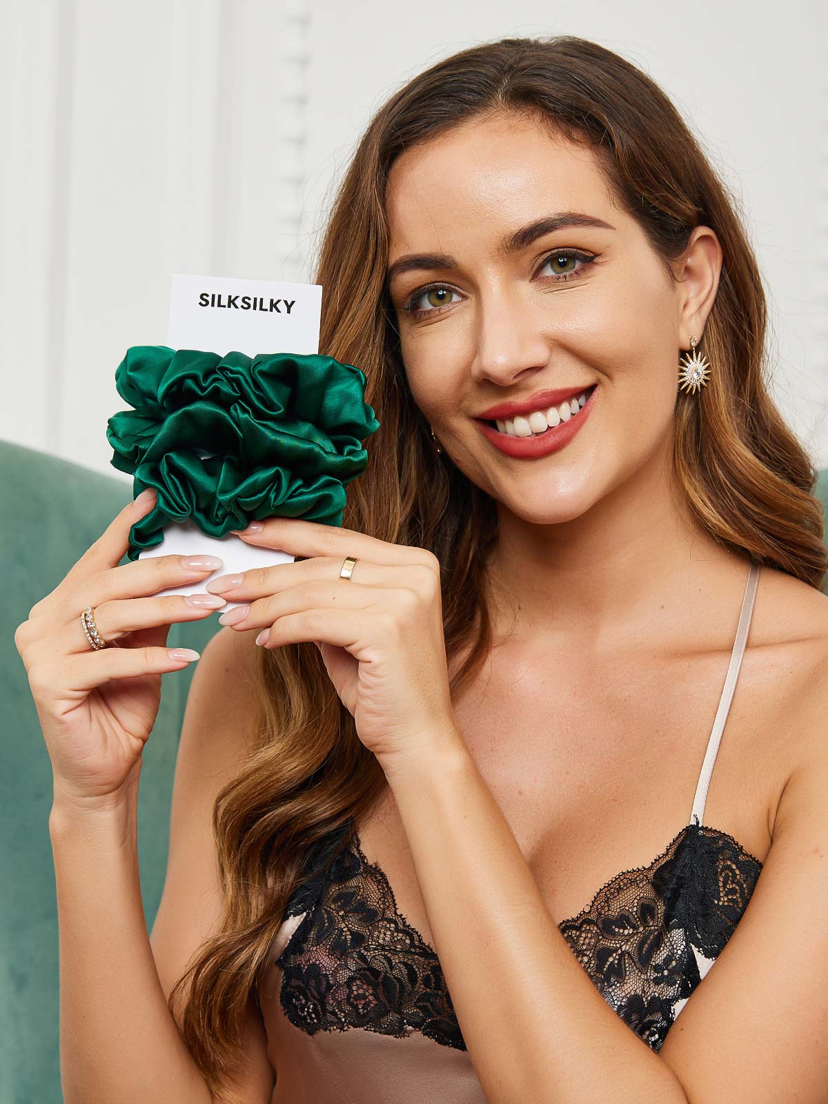 [Mørk Grønn] SilkSilky-NO 19Momme Scrunchie 001