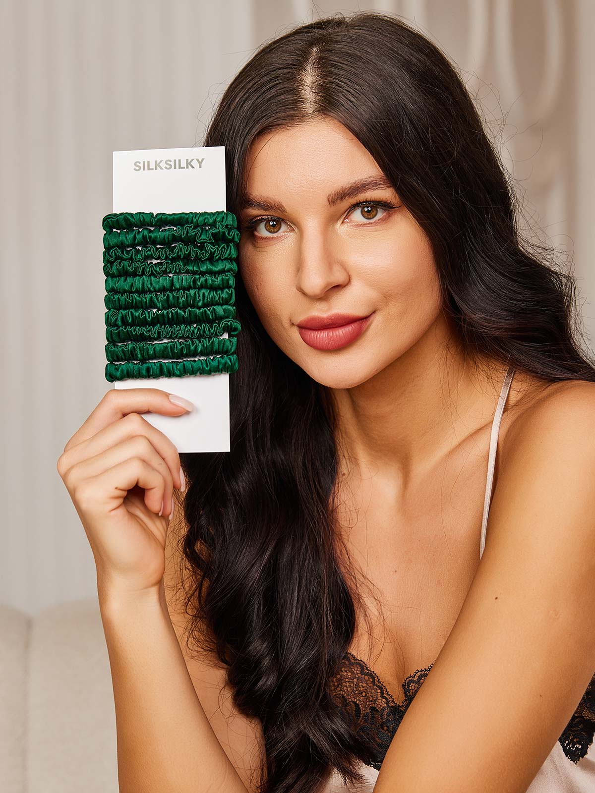 [Mørk Grønn] SilkSilky-NO 19Momme Scrunchie 001