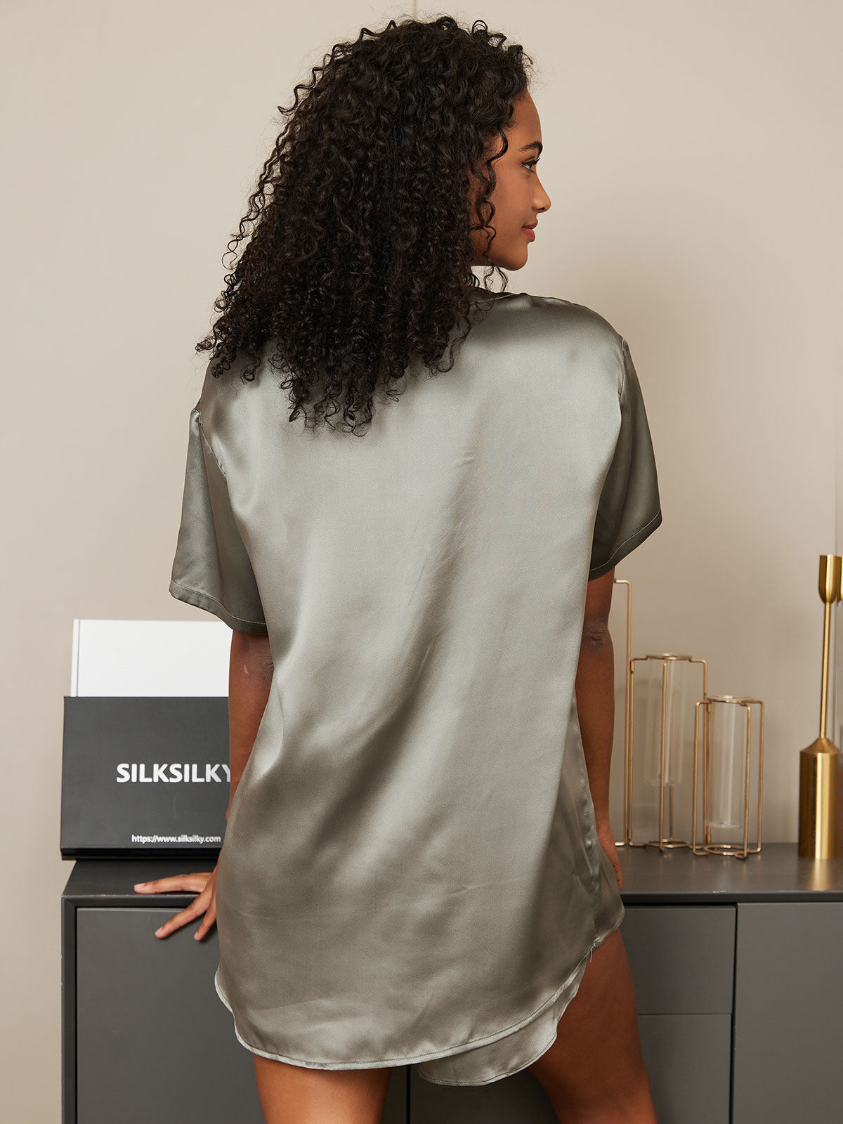 [Grågrønn] SilkSilky-NO Pyjamas for Kvinner 002