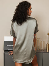 [Grågrønn] SilkSilky-NO Short Sleeve Round Neck Pyjamas for Kvinner 002