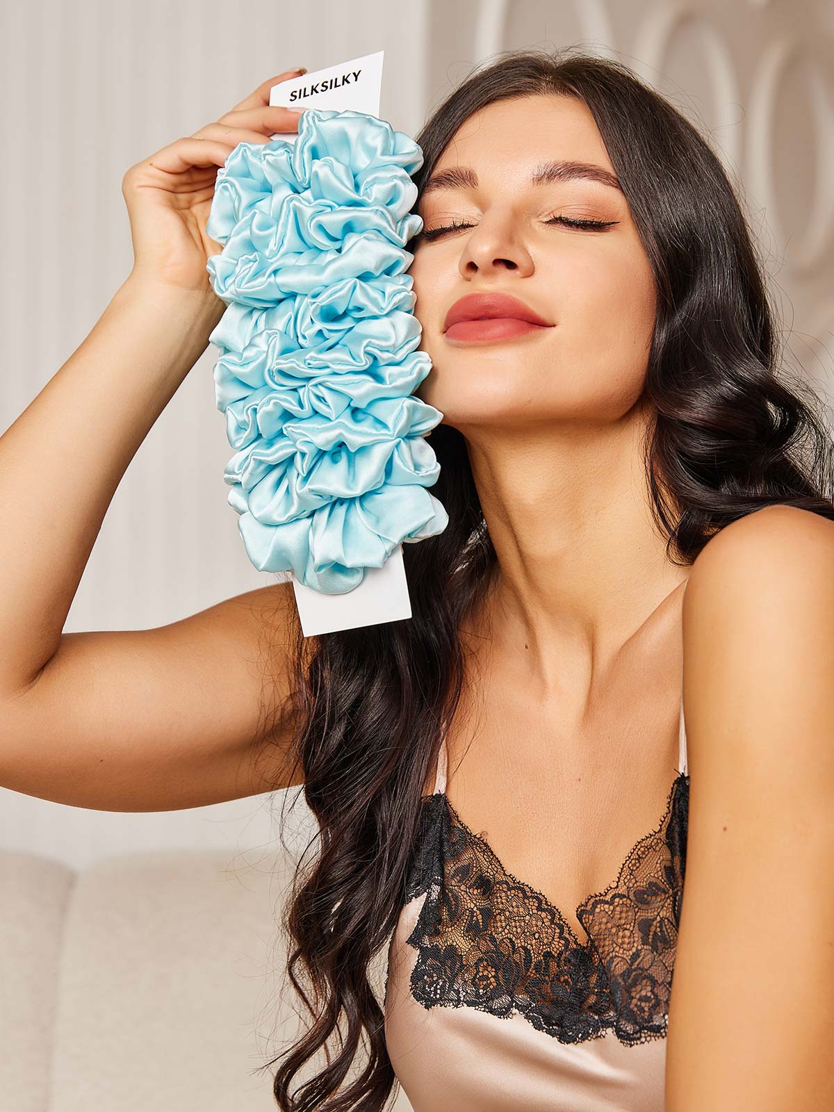 [Lyse Blå] SilkSilky-NO 19Momme Scrunchie 002