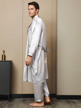 [Lysegrå] SilkSilky-NO 19Momme Mens Robe 002