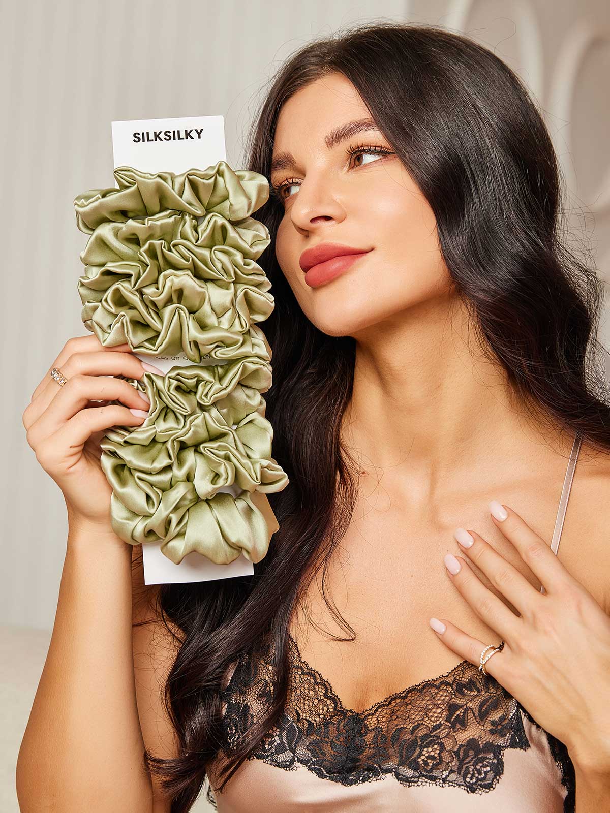 [Mintgrønn] SilkSilky-NO 19Momme Scrunchie 002