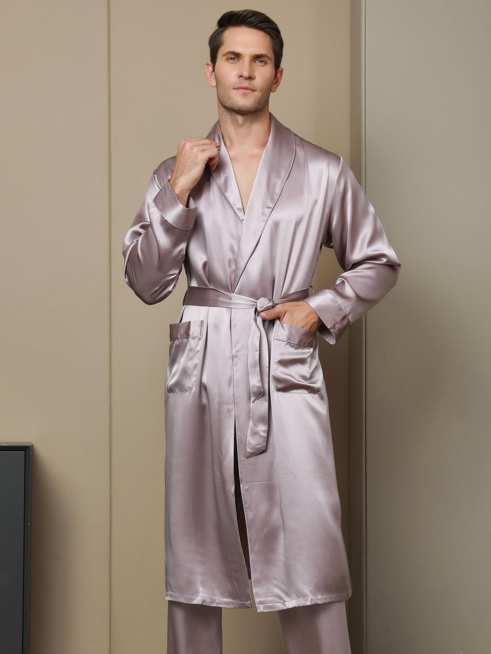 [Blek Mauve] SilkSilky-NO 19Momme Mens Robe 001