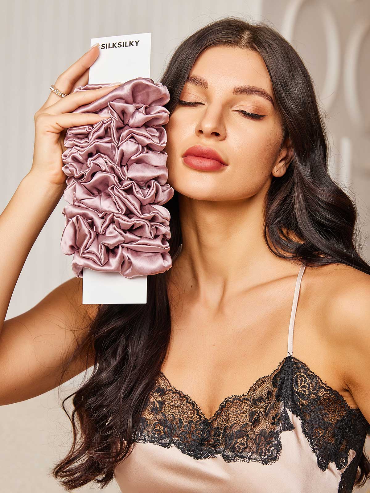 [Blek Mauve] SilkSilky-NO 19Momme Scrunchie 002