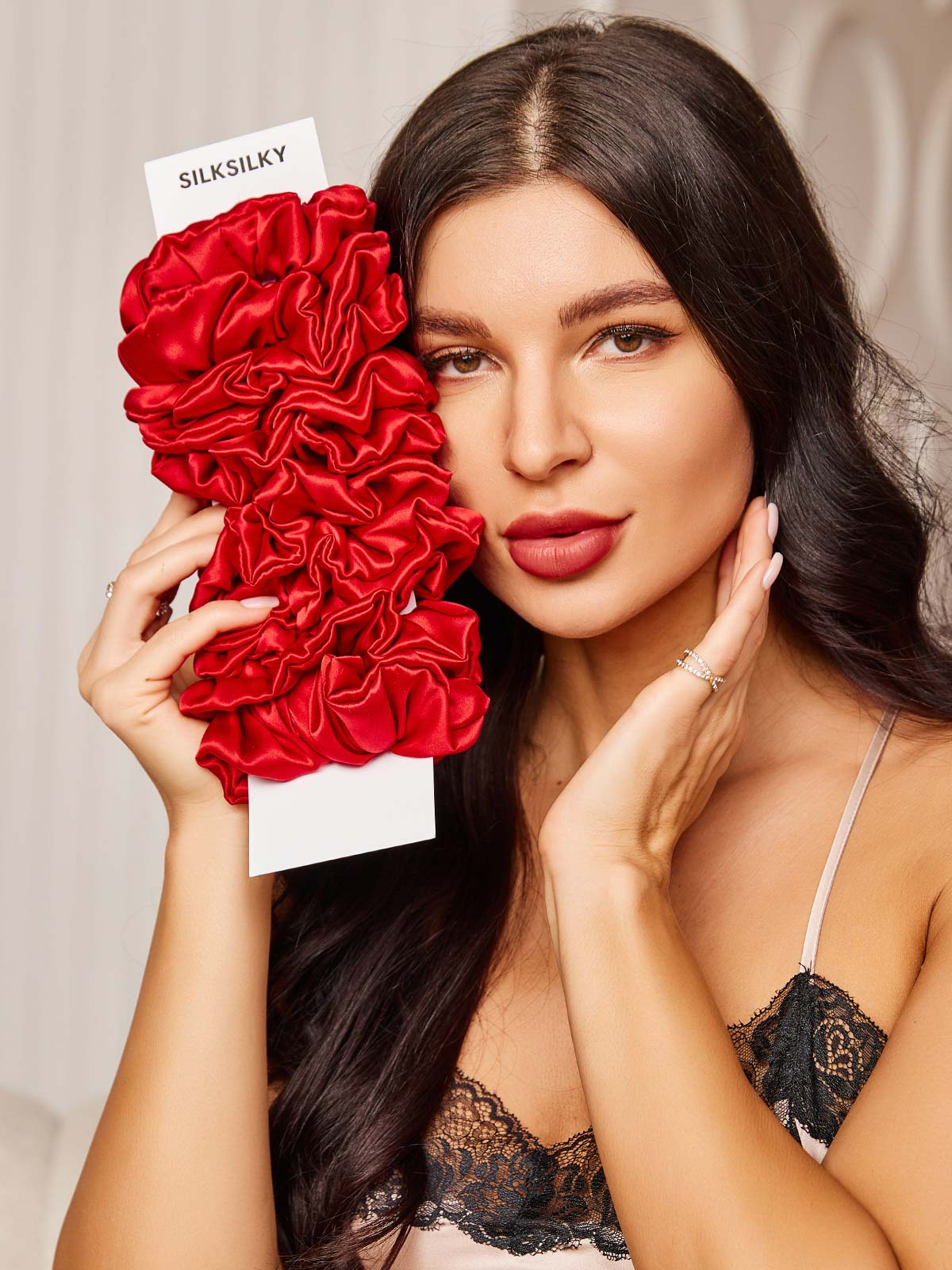 [Rød] SilkSilky-NO 19Momme Scrunchie 001