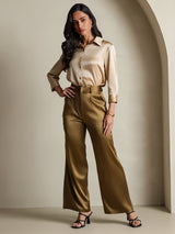 [Champagne] SilkSilky-NO 19Momme 3/4 erme Slagkrage Skjorte for Kvinner 007