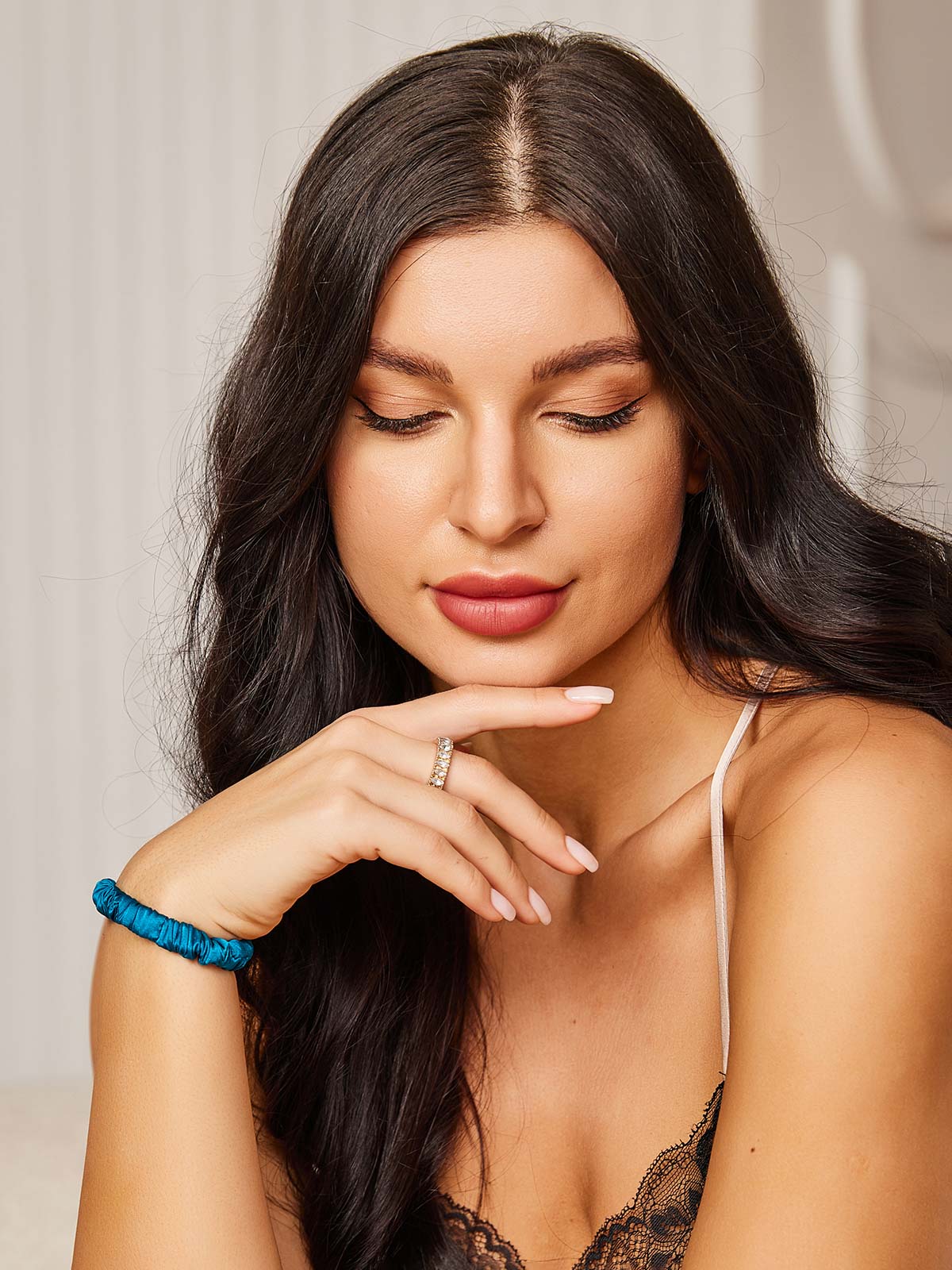 [Blågrønn] SilkSilky-NO 19Momme Scrunchie 002