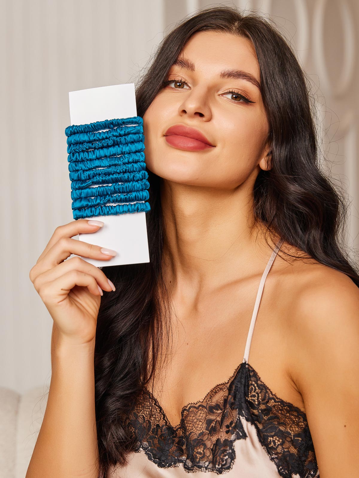 [Blågrønn] SilkSilky-NO 19Momme Scrunchie 002